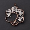 Flower Natural Quartz Crystal Copper Wire Wrapped Chip Big Pendants G-E195-12R-02-2