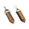 2Pcs Natural Tiger Eye Double Terminated Pointed Pendants G-YW0002-05A-3