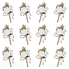 12Pcs Silk Cloth Rose Flower Boutonniere Brooch AJEW-GO0004-28-1