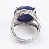 Adjustable Natural Lapis Lazuli Finger Rings RJEW-F075-01L-3
