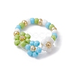 3Pcs 3 Color Glass Seed Beaded Stretch Rings Sets. Flower Stackable Rings RJEW-JR00617-3