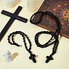 2Pcs 2 Styles Polyester Braided Cord Cross Pendant Prayer Necklaces NJEW-UN0001-87-2