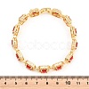 Square Brass Micro Pave Clear Cubic Zirconia and Glass Link Chain Bracelets BJEW-T025-04G-01-3