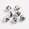 12mm Round Black Handmade Printed Porcelain Beads X-PORC-Q201-12mm-5-1