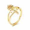 Clear Cubic Zirconia Initial Letter with Crown Adjustable Ring RJEW-M139-17P-1
