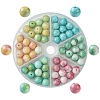 60Pcs 6 Colors Ombre Effect Dyed Crackle Glass Round Beads Strands GLAA-YW0003-60-1