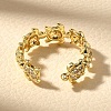 Brass Micro Pave Clear Cubic Zirconia Cuff Rings for Women RJEW-Q008-13G-5