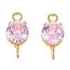 Brass Pave Cubic Zirconia Flat Round Connector Charms KK-P347-01G-02-2