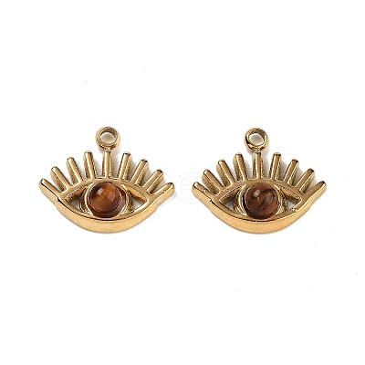 Natural Tiger Eye Eye Charms STAS-U014-06A-01-1