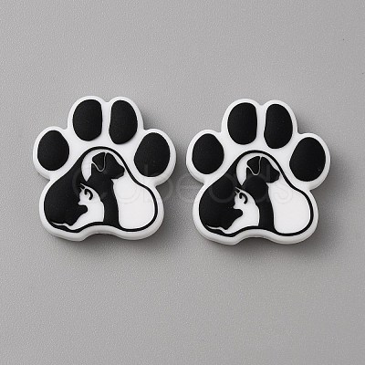 Paw Print Food Grade Eco-Friendly Silicone Focal Beads SIL-WH0008-43A-1