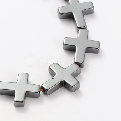 Electroplate Gorgeous Cross Non-magnetic Synthetic Hematite Beads Strands G-L268-11-1