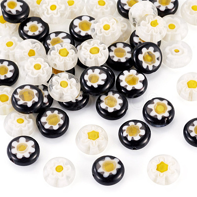 50Pcs 2 Colors Handmade Millefiori Lampwork Beads LAMP-TADJ0001-03A-1