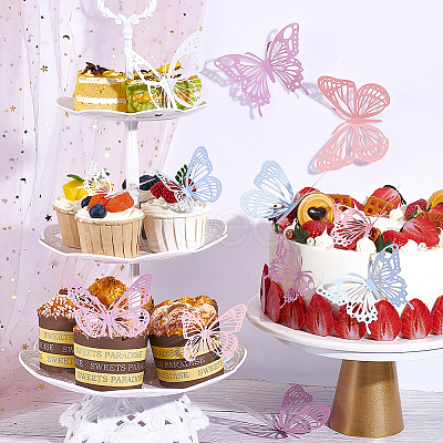 8 Sets 8 Styles Paper Hollow Butterfly Wall Stickers Decorations DIY-DR0001-70-1