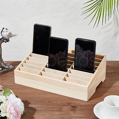 24-Grid Wooden Cell Phone Storage Box AJEW-WH0258-969A-1