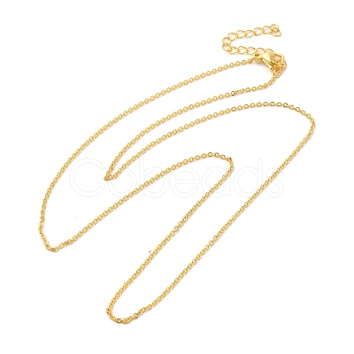 Gold Plated Brass Cable Chain Necklaces NJEW-BB10199-18-1