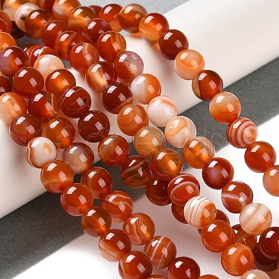 Natural Striped Agate/Banded Agate Beads Strands G-Z060-A01-A05-1