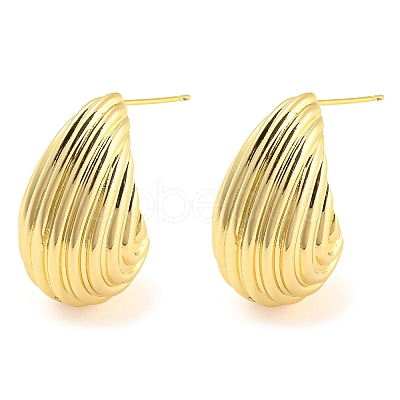 Rack Plating Brass Shell Shape Stud Earrings EJEW-K245-30G-1