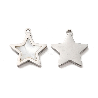 Hand Polished 304 Stainless Steel Star Charms STAS-A080-11P-1
