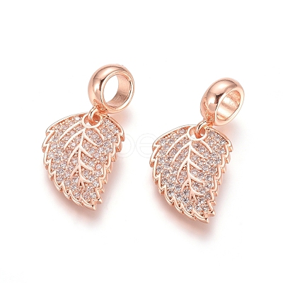 Brass Micro Pave Cubic Zirconia European Dangle Charms X-ZIRC-E163-17RG-1
