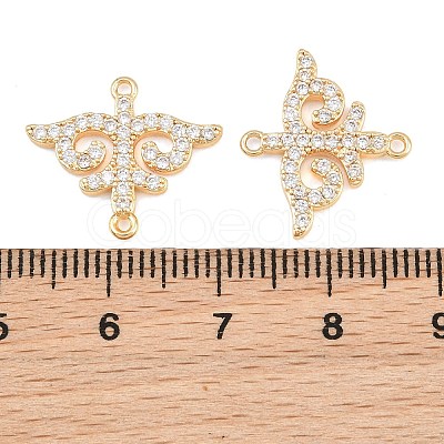 Brass Micro Pave Clear Cubic Zirconia Connector Charms CU-CBA7BFE-03D-G-1