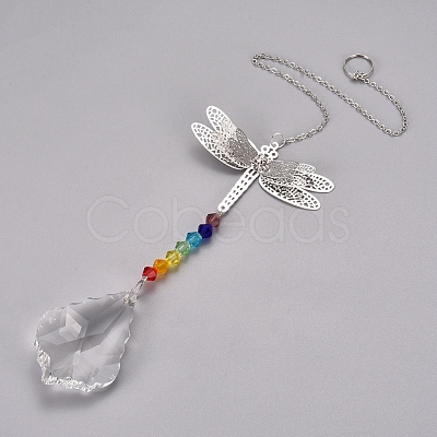 Crystal Ceiling Fan Pull Chains Chakra Hanging Pendants Prism X-AJEW-WH0021-30C-1