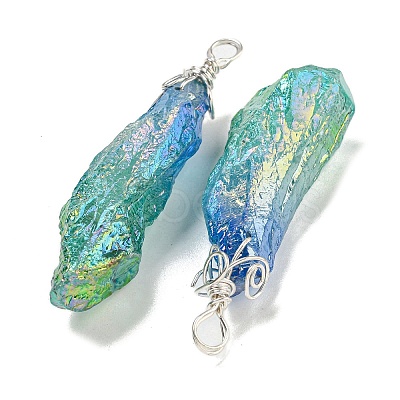 Electroplated Raw Rough Natural Quartz Crystal Big Pendants G-A229-02P-03-1