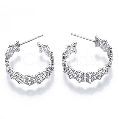 Brass Half Hoop Earrings KK-N232-114P-NF-1