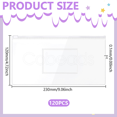 120Pcs A6 Transparent PVC Plastic Zip Top Zipper Seal File Bags ABAG-WA0001-04-1