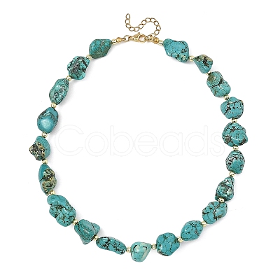 Dyed Natural Magnesite Nuggets Beaded Necklaces NJEW-JN06435-1