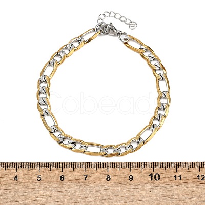304 Stainless Steel Figaro Chain Bracelets for Women BJEW-G757-15GP-1