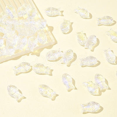 50Pcs Transparent Spray Painted Glass Beads GLAA-FS0002-06J-1