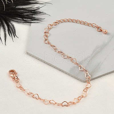 Brass Heart Link Bracelets for Women BJEW-G735-07RG-1