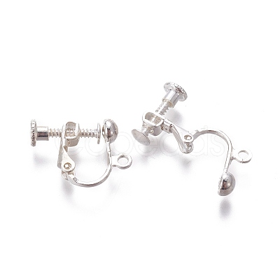 Rack Plated Brass Screw Clip-on Earring Findings X-KK-P169-04S-1