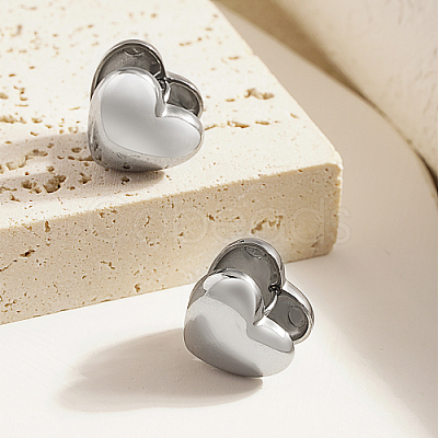 Heart 304 Stainless Steel Hoop Earrings for Women HP5817-2-1