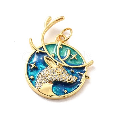 Rack Plating Brass Micro Pave Cubic Zirconia Pendants KK-M230-34G-1