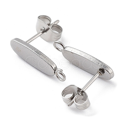 Non-Tarnish 201 Stainless Steel Oval Stud Earring Findings X-STAS-K259-20P-1