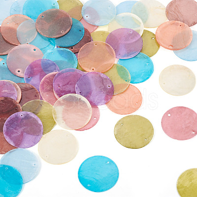 80Pcs 8 Colors Dyed Natural Capiz Shell Connector Charms BSHE-TA0001-21-1