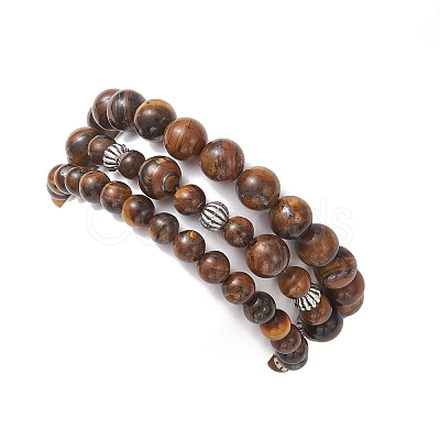 Adjustable Natural Tiger Eye Stretch Stackable Bracelets BJEW-JB13030-1