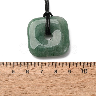 Natural Green Aventurine Square Pendants Black PU Leather Cord Necklaces X-NJEW-K285-01B-1