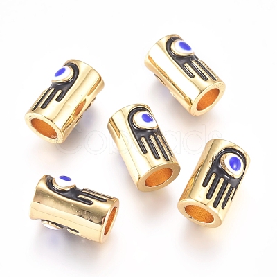 Brass Enamel Beads KK-L189-18G-1