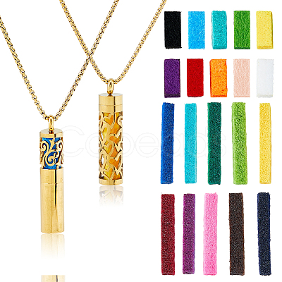 2Pcs 2 Styles Stainless Steel Perfume Bottle Necklaces NJEW-FH0001-29B-1
