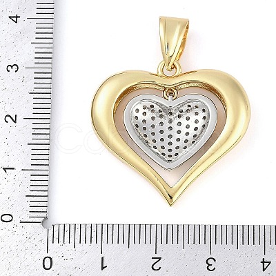 Rack Plating Heart Brass Micro Pave Clear Cubic Zirconia Pendants KK-P287-48A-GP-1