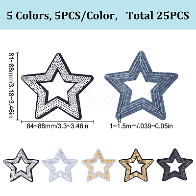 25Pcs 5 Styles Polyester & Plastic Embroider Thread Iron on/Sew On Patches PATC-HY0001-80-1