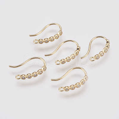 Brass Rhinestone Earring Hooks X-KK-R037-258G-1