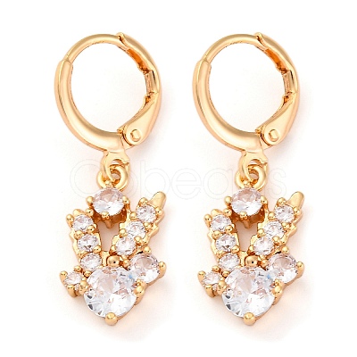 Brass Micro Pave Clear Cubic Zirconia Leverback Earrings EJEW-K300-45G-1