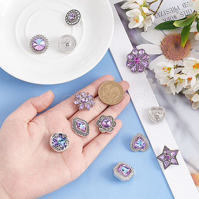 1 Set Alloy Rhinestone Snap Buttons DIY-PH0021-04-1
