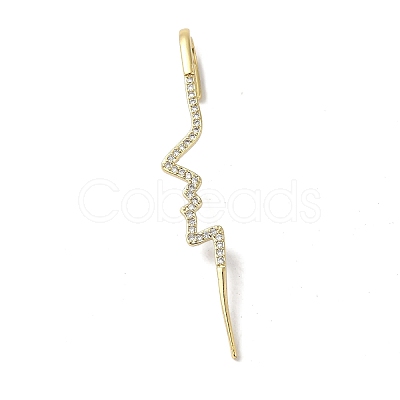 Brass Micro Pave Clear Cubic Zirconia Ear Wrap Crawler Hook Earrings for Women EJEW-C097-01G-02-1