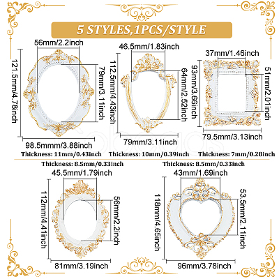 5Pcs 5 Style Resin Picture Frame AJEW-FG0002-34-1