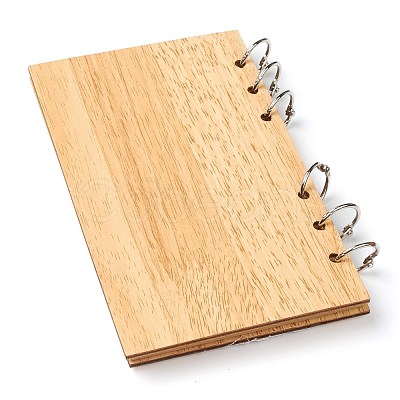 Wooden Wedding Guestbooks Notepad AJEW-H114-01-1