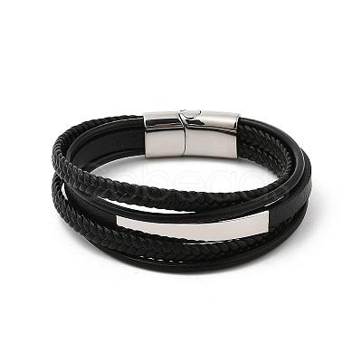 Braided Leather Cord Multi-strand Bracelets for Men BJEW-Z081-12P-1
